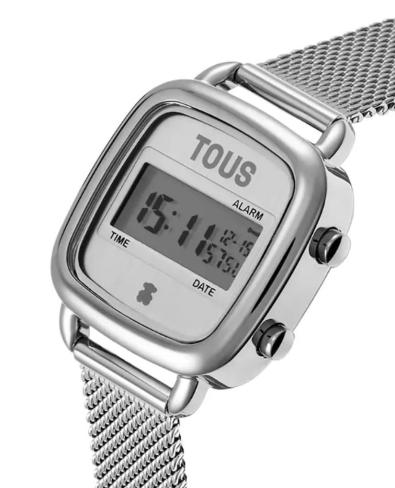 Reloj TOUS D-Bear plateado - detalle caja y malla