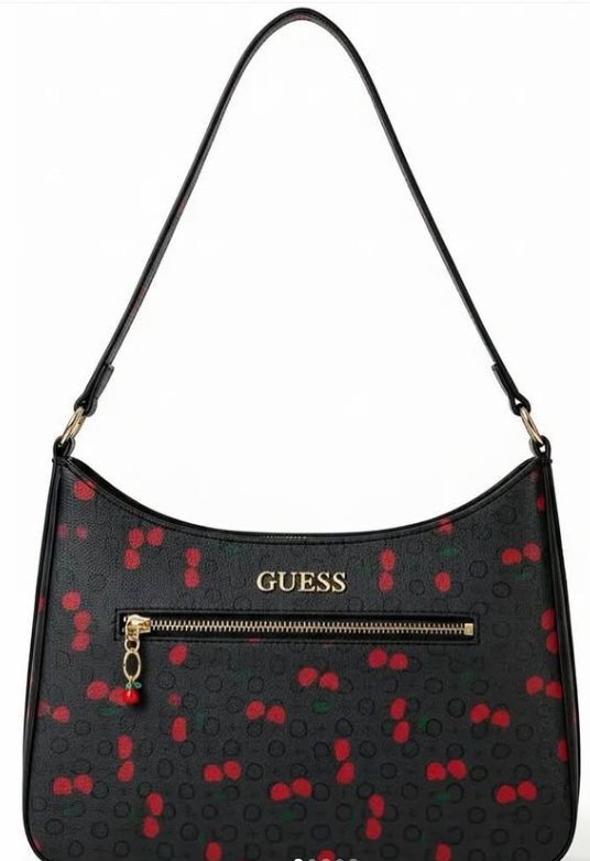 Crossbody Guess Cherry negro vista frontal
