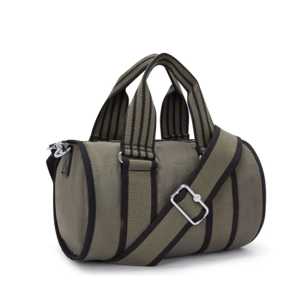 Bolso Kipling Katina verde musgo vista lateral con strap