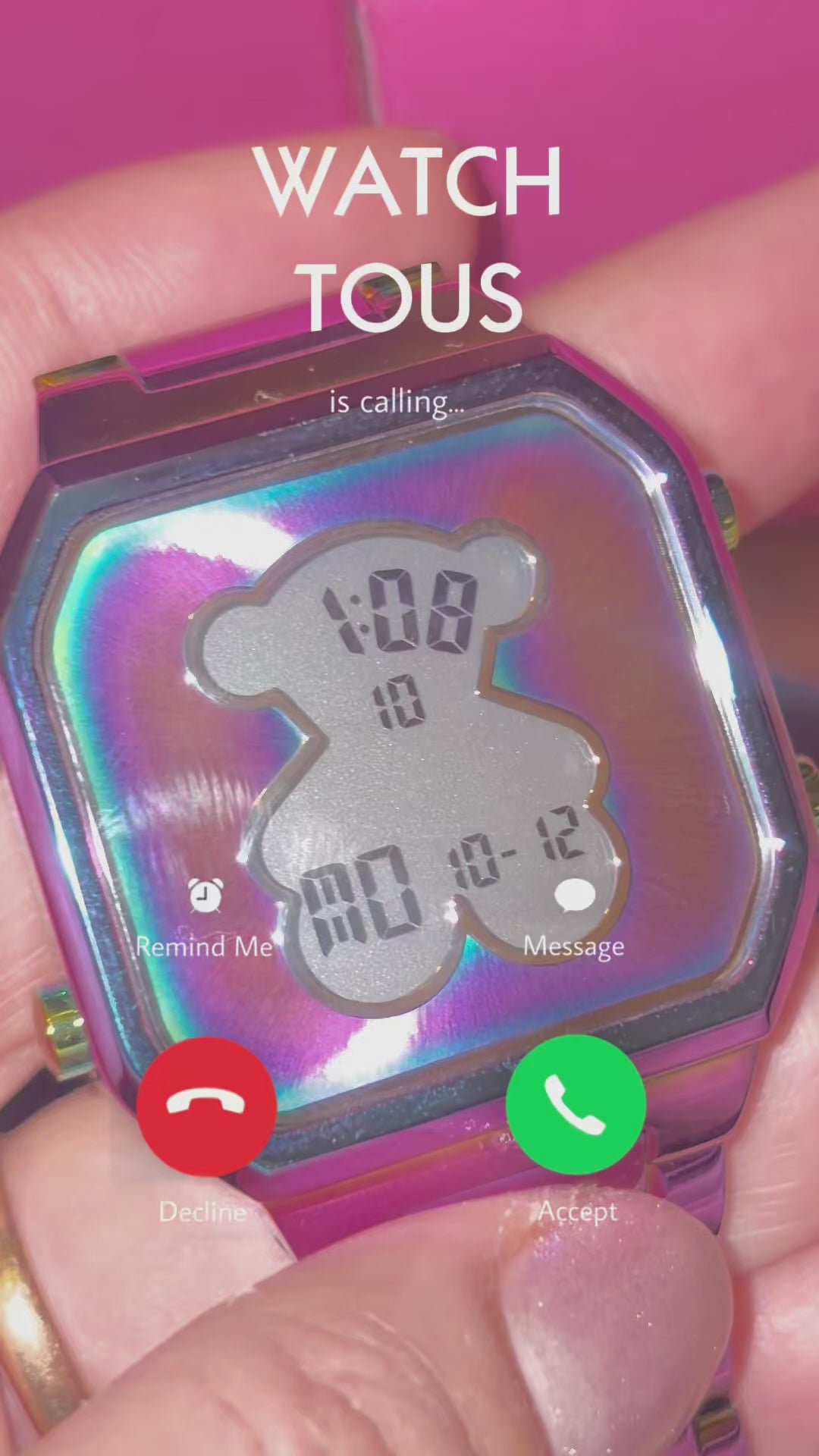 Reloj TOUS digital con brazalete de acero IP iridiscente D-Bear